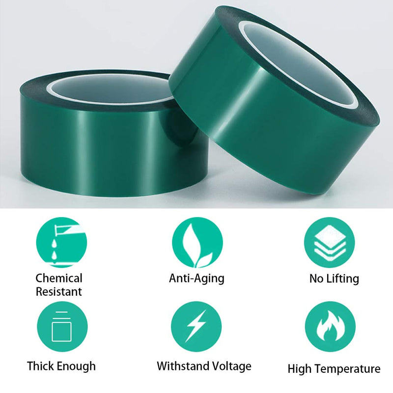  [AUSTRALIA] - APT,2 Mil Polyester Tape with Silicone Adhesive, PET Tape, high Temperature Tape, 3.5 mil Thickness, Powder Coating, E-Coating (1, 2" x 72Yds) 1