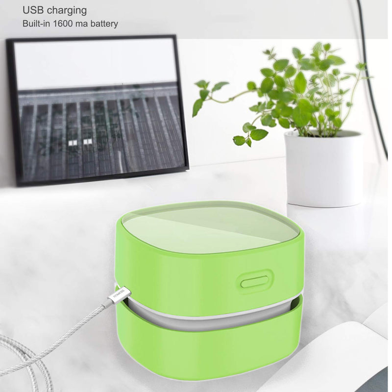  [AUSTRALIA] - ODISTAR Desktop Vacuum cleaner,Mini table dust sweeper Energy Saving with auto power-off function,High endurance up to 400 mins,Cordless&360º Rotatable Design for Keyboard/Home/Office (Green charging) Green Charging