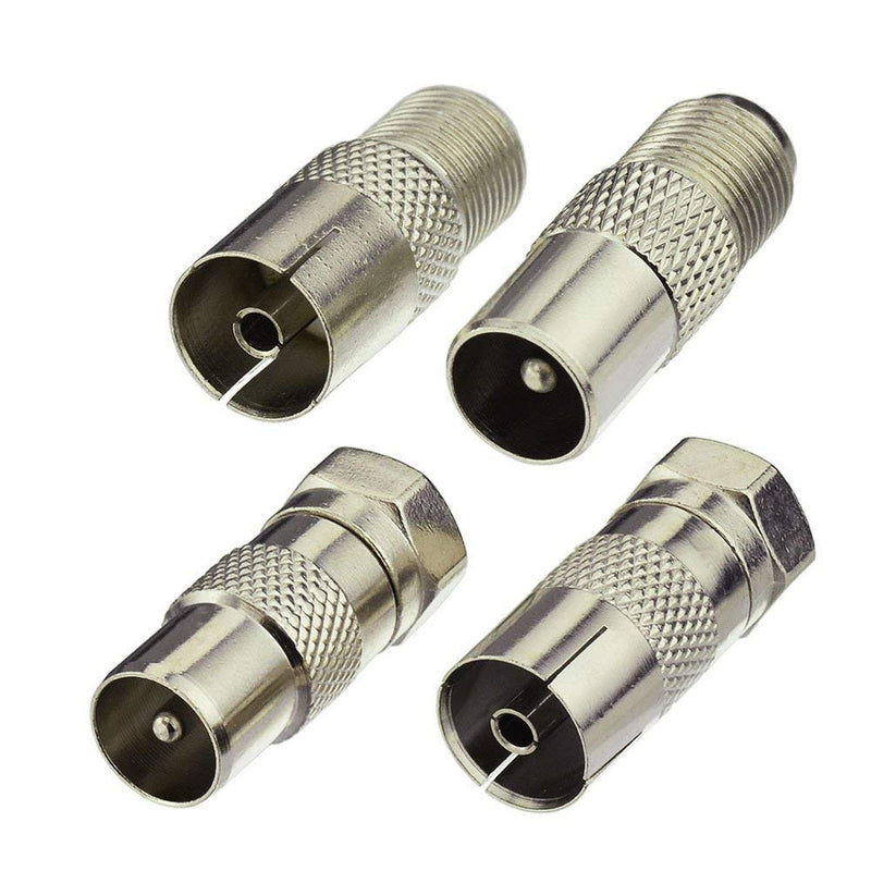  [AUSTRALIA] - Superbat F Female/Male to TV Pal Male/Female RF Coaxial Adapter Connectors Kit 4 Pcs F to tv adapter