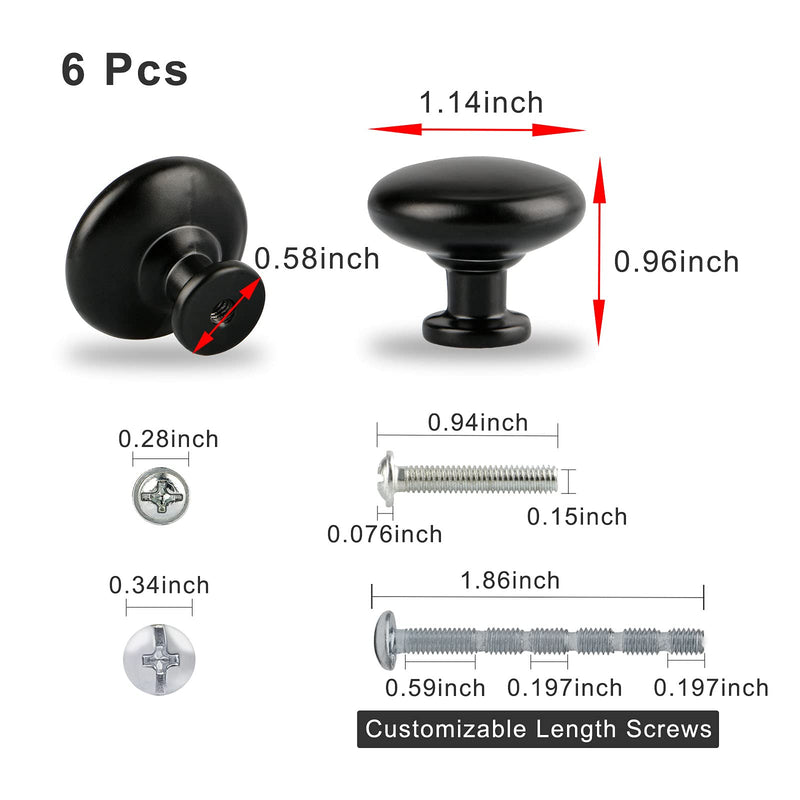  [AUSTRALIA] - Dresser Knobs, ZONBANG Set of 6 Pack Black Drawer Knobs, Matte Aluminum Alloy Cabinet Knobs, Premium Metal Door Handles Pulls Knobs for Dresser Drawers