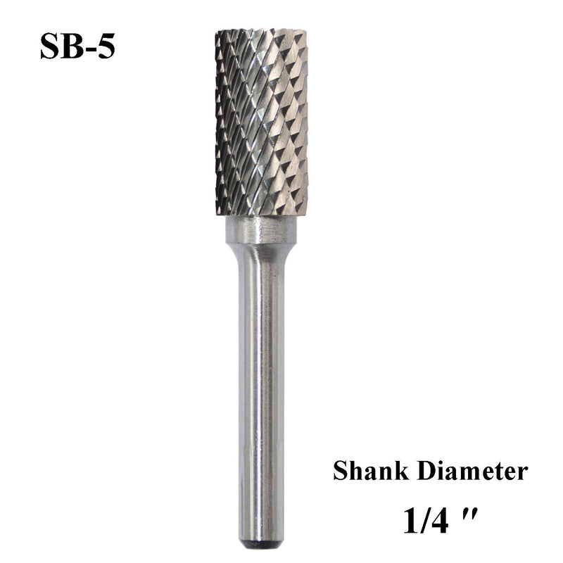 SB-5 Tungsten Carbide Burr Rotary File Cylinder Shape Double Cut with 1/4''Shank for Die Grinder Drill Bit - LeoForward Australia