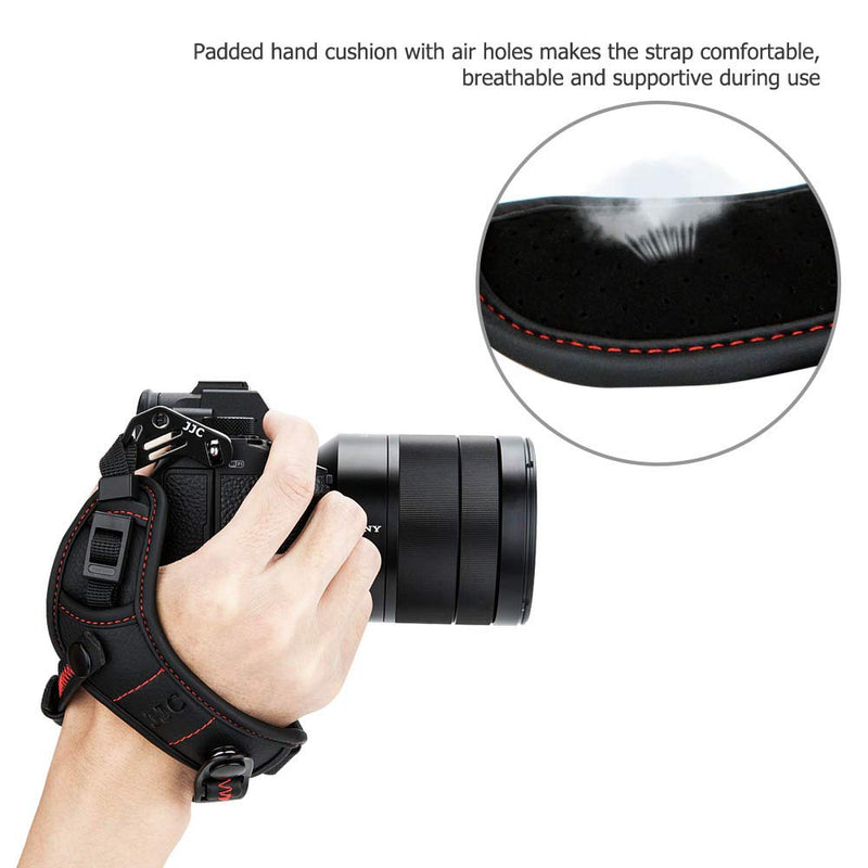  [AUSTRALIA] - JJC Deluxe Mirrorless Camera Hand Grip Strap for Canon EOS R5 R6 R RP M50 M6 Mark II Nikon Z7 Z7II Z6 Z6II Z5 Z50 Z fc Zfc Fuji Fujifilm X-T4 X-T3 X-T2 X-S10 X-T30 X-T20 X-E4 X-E3 X-PRO3 & More Red Thread