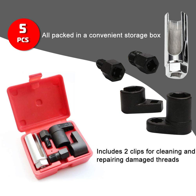 5 PCS Automotive O2 Oxygen Sensor Socket Offset Wrench Remover Tool and Thread Chaser Tool - LeoForward Australia