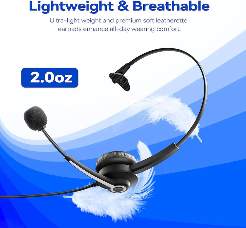  [AUSTRALIA] - Wantek Phone Headset for Office,RJ9 Headset for Call Center,Compatible with Cisco 7931G 7962G 6921 7821 8811 8941 9951 IP Office Phones,Mono mono