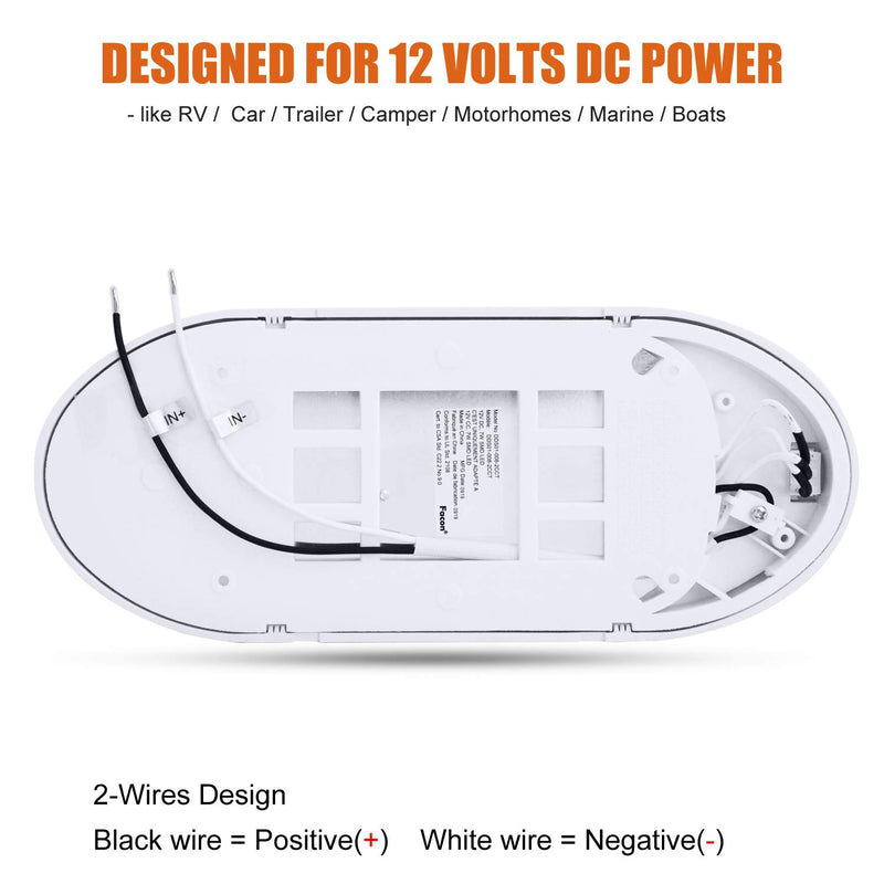  [AUSTRALIA] - Facon Classic Style LED Bright Pancake Light Surface Mount Spotlight Fixtures 12 Volt Interior Ceiling Dome Light with On/Off Switch for RV Motorhomes Camper Caravan Trailer Boat (Pack of 2, White) Pack of 2 4000K Cool White, White Trim