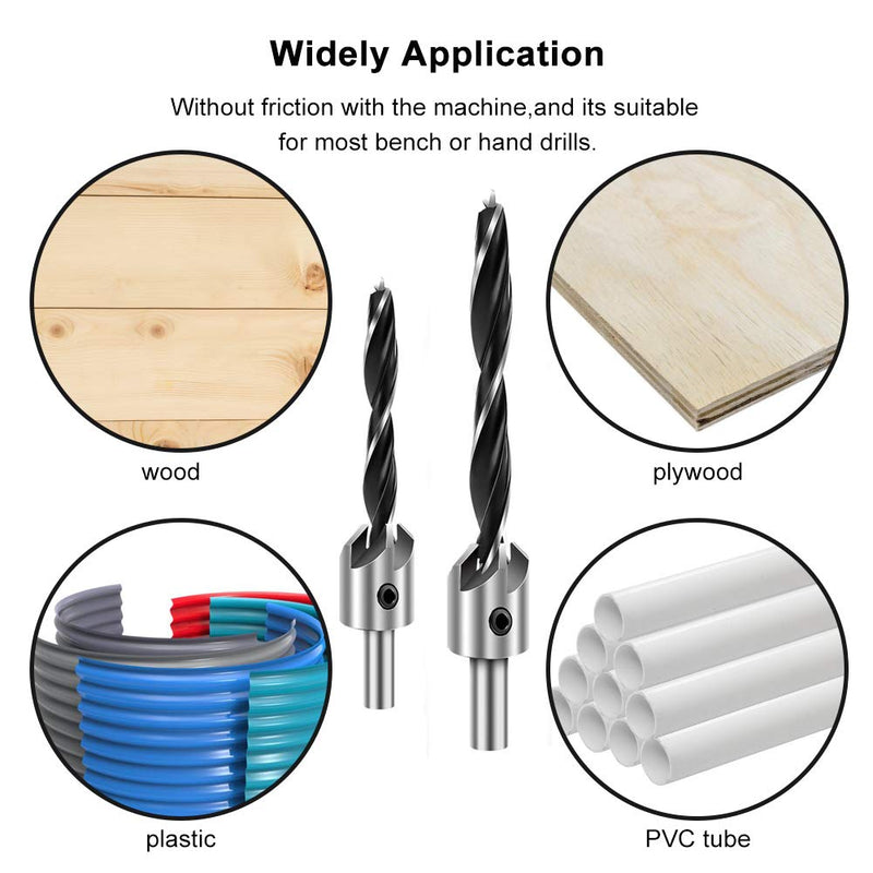  [AUSTRALIA] - COMOWARE Countersink Drill Bits Set- 7Pcs Counter Sink Bit for Wood High Speed Steel, Woodworking Carpentry Reamer with 1 Free Hex Key Wrench 8 Pcs