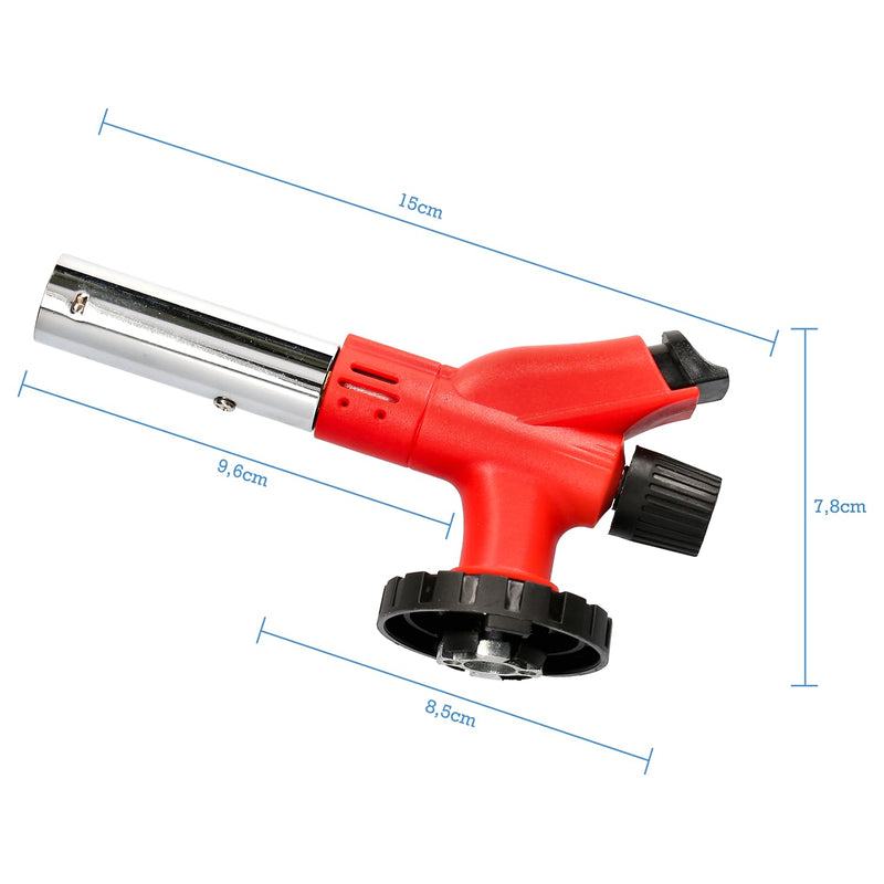  [AUSTRALIA] - ZMC gas burner 1.0kW + 8 gas cartridges 227g, flambé burner up to 1300°C, Bunsen burner soldering burner, kitchen burner with adjustable flame, burner attachment gas burner gas lighter with 8x gas