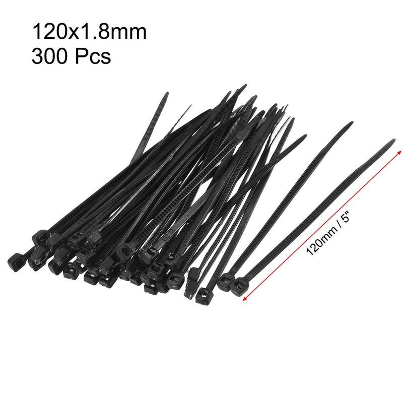  [AUSTRALIA] - uxcell 300pcs Cable Zip Ties 4.7 Inch x 0.07 Inch Self-Locking Nylon Tie Wraps Black