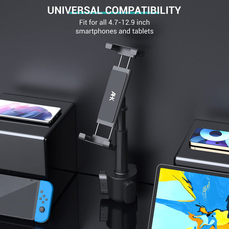  [AUSTRALIA] - Car Cup Holder Tablet Mount, AHK Universal Tablet & Smartphone Car Cradle Holder for iPad Pro/Air/Mini, Kindle,Tablets Nintendo Switch Smartphones, Compatible with 4.7" to 12.9" Devices