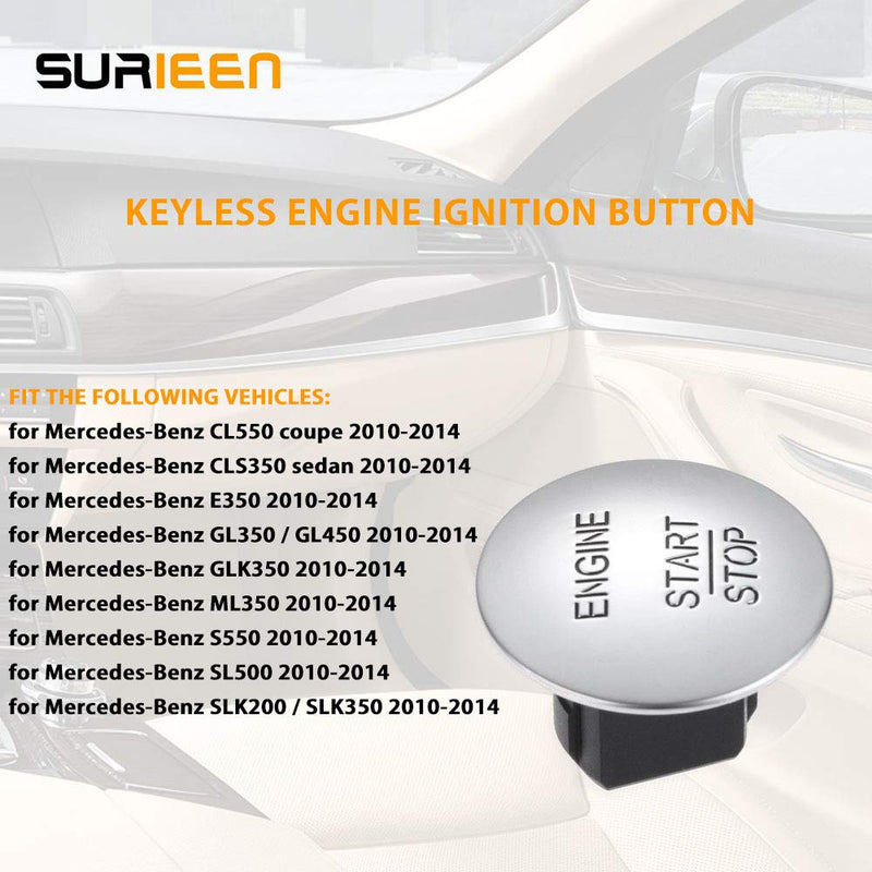 SURIEEN Engine Start Stop Button Switch, Keyless Engine Ignition for Mercedes-Benz C Class ML, GL, R, S, E, CL550, ML350, GLK350, E350, S550, B180, C180, C200, E200, 2215450714, 33161207 - LeoForward Australia