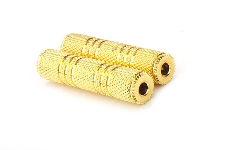 [AUSTRALIA] - 3.5mm Coupler, Devinal 1/8" TRS/TS Female to Female Stereo Adapter Jack, Gold Plated Female Gender Changer, Aux Cord Connectors Extender 2 Pack 1/8" Female