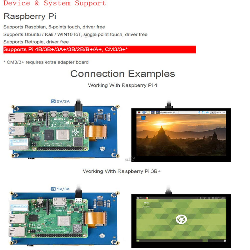  [AUSTRALIA] - 5 inch Raspberry Pi LCD Capacitive Touch Display Screen 800×480 5inch LCD DSI Interface for Raspberry Pi 4 3 2 Model B B+ A+ Raspbian Retropie Ubuntu Kali WIN10 IoT Driver Free @XYGStudy