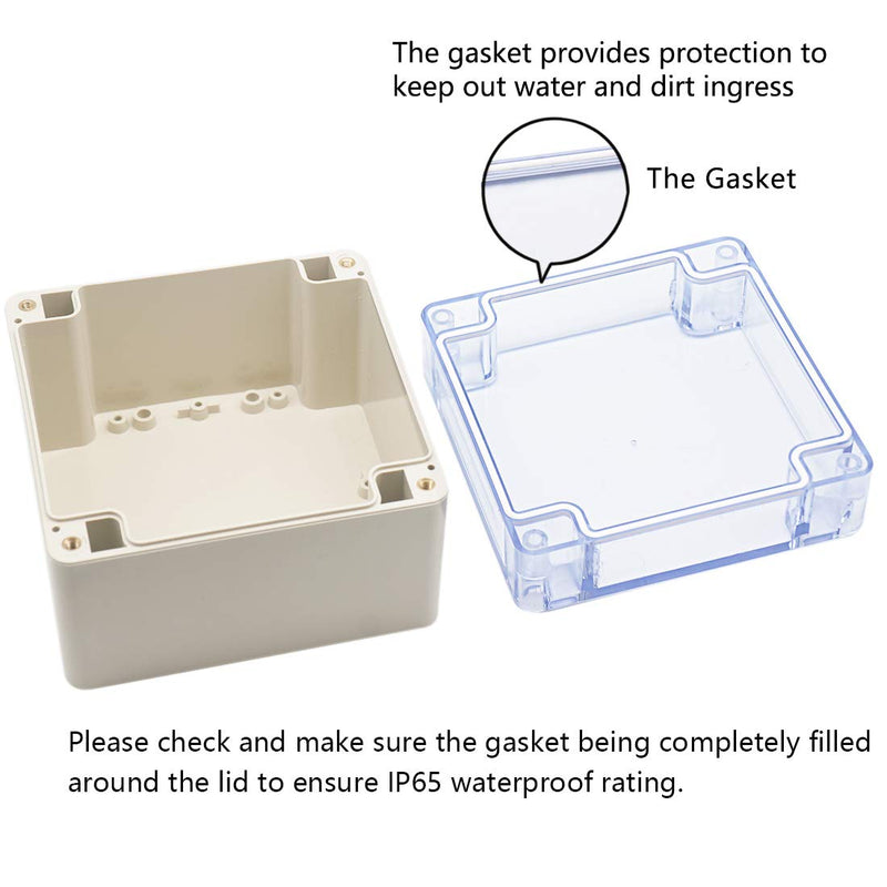  [AUSTRALIA] - Zulkit Junction Box ABS Plastic Dustproof Waterproof IP65 Universal Electrical Boxes Project Enclosure Grey with Clear Cover 6.3 x 6.3 x 3.5 inch (160 x 160 x 90mm) 6.3"x6.3"x3.5"