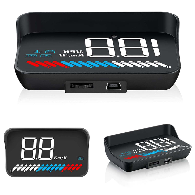  [AUSTRALIA] - ACECAR 3.5 Inches Head Up Display Car Universal Dual System HUD OBD2 GPS Interface Speedometer with Speed Engine RPM OverSpeed Warning Mileage Measurement Water Temperature GPS for All Vehicle (M7) A-M7