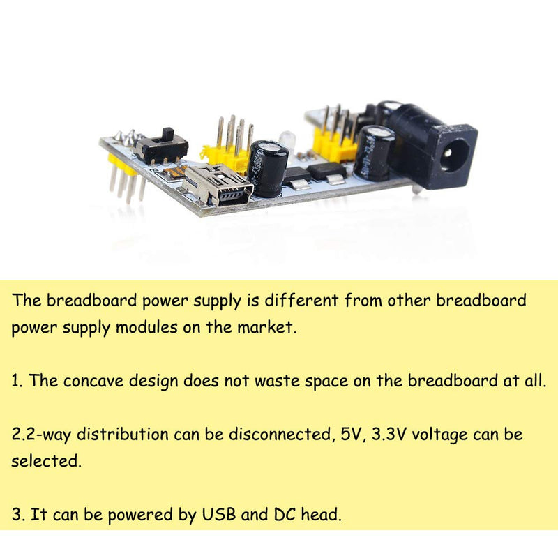  [AUSTRALIA] - KOOBOOK 2Pcs Upgraded K2 MB-102 MB102 Breadboard Power Supply Module 3.3V 5V for Arduino