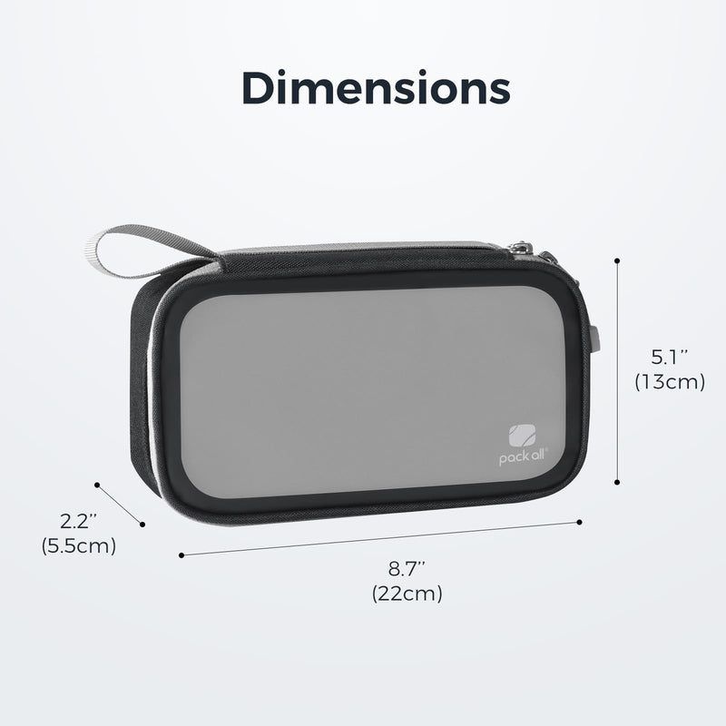  [AUSTRALIA] - pack all Clear Electronic Organizer, TPU Cable Organizer Bag, Compact Cord Travel Organizer for Cables, Chargers, Phones, USB cords, SD Cards (Black) Black