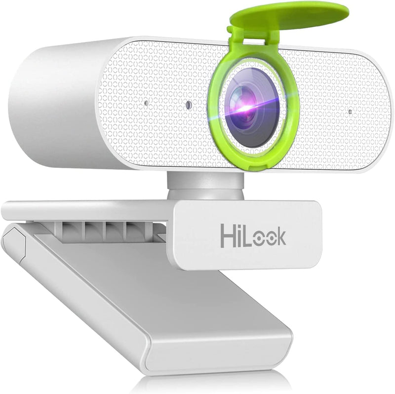  [AUSTRALIA] - 1080P Webcam with Privacy Cover, HiLook U12 Streaming Web Camera with Digital Zoom, Low Light Correction, 2 Mics, Plug & Play USB Web Camera for Desktop, Laptop, Mac, Zoom/Teams/Skype/Face Time(White) 1080P White