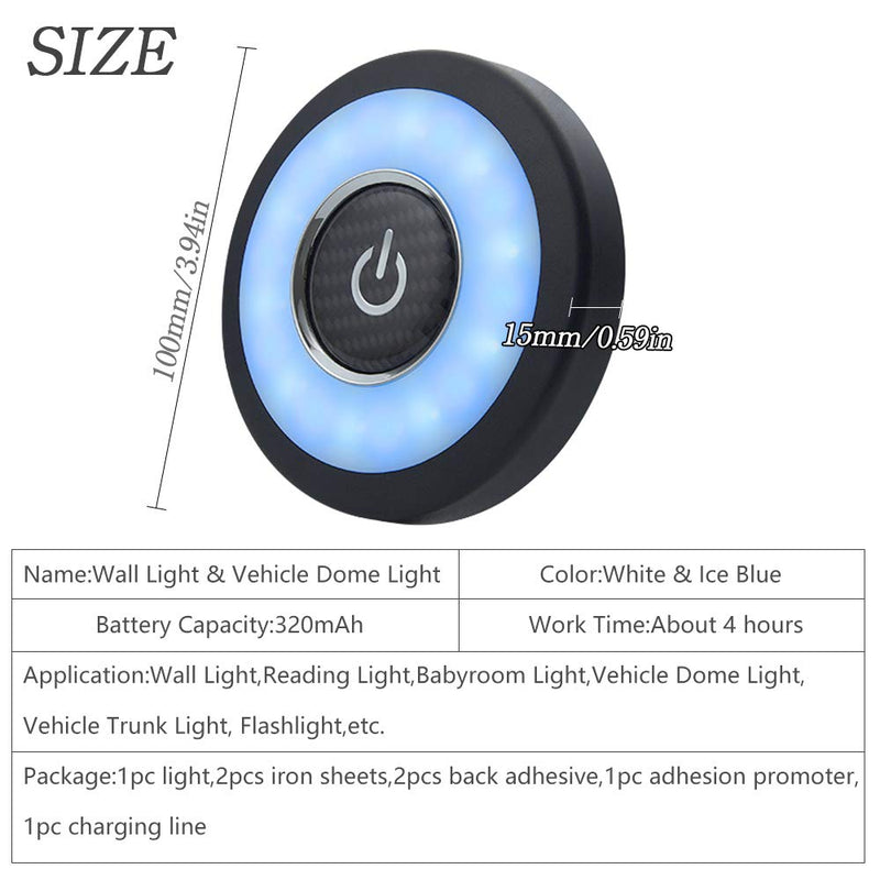  [AUSTRALIA] - LED Wall Light Pack for Room Bedroom Bathroom RV Ceiling Dome Map Trunk Lights Lamps Flashlight White Ice Blue Cars Interior Trailer Camper Wireless Charge Movable Bright 12V 1 Year Warranty【1797】 White & Ice Blue