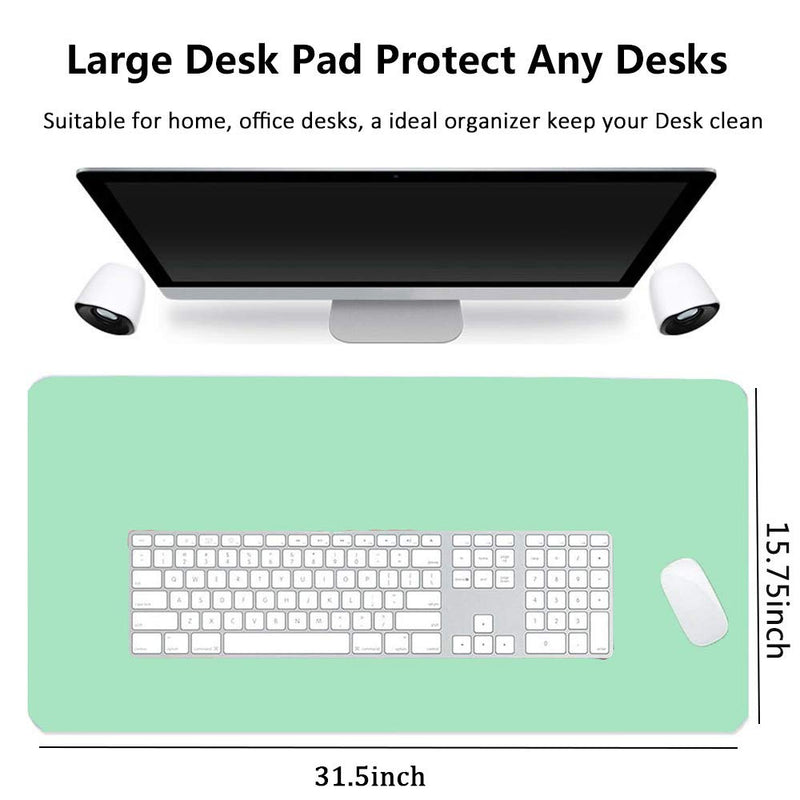 Desk Mouse Pad, 31.5x15.75 Inches Non-Slip PU Leather Desk Mouse Mat Waterproof Desk Pad Protector Large Gaming Writing Mat for Office Home Desks (Mint Green+Sky Blue) Mint Green and Sky Blue 31.5''x15.75'' - LeoForward Australia