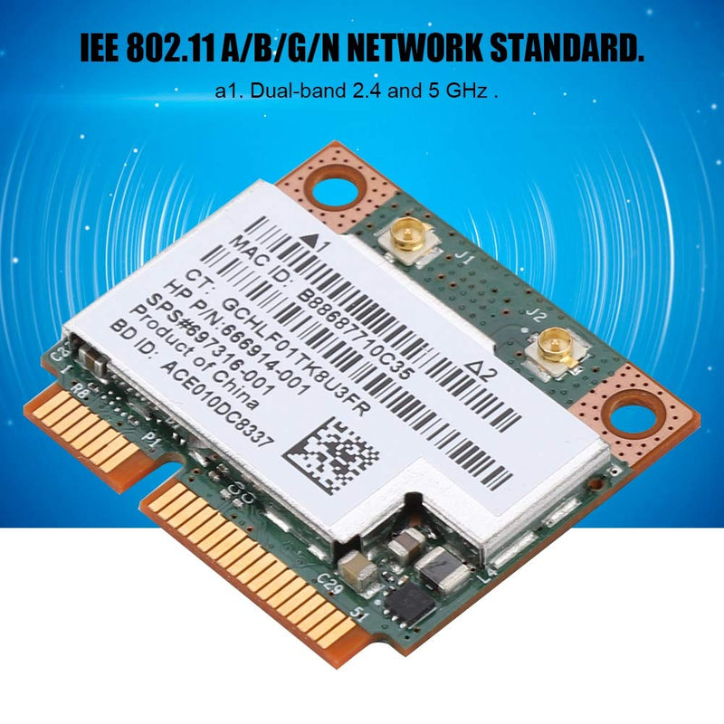  [AUSTRALIA] - ASHATA Dual Band Wireless Network Card for HP for Broadcom BCM943228HMB,2.4G/ 5G Bluetooth 4.0 Dual Band 300M Mini PCI-e Wireless LAN Card,Support 802.11a/b/g/n up to 300Mbps