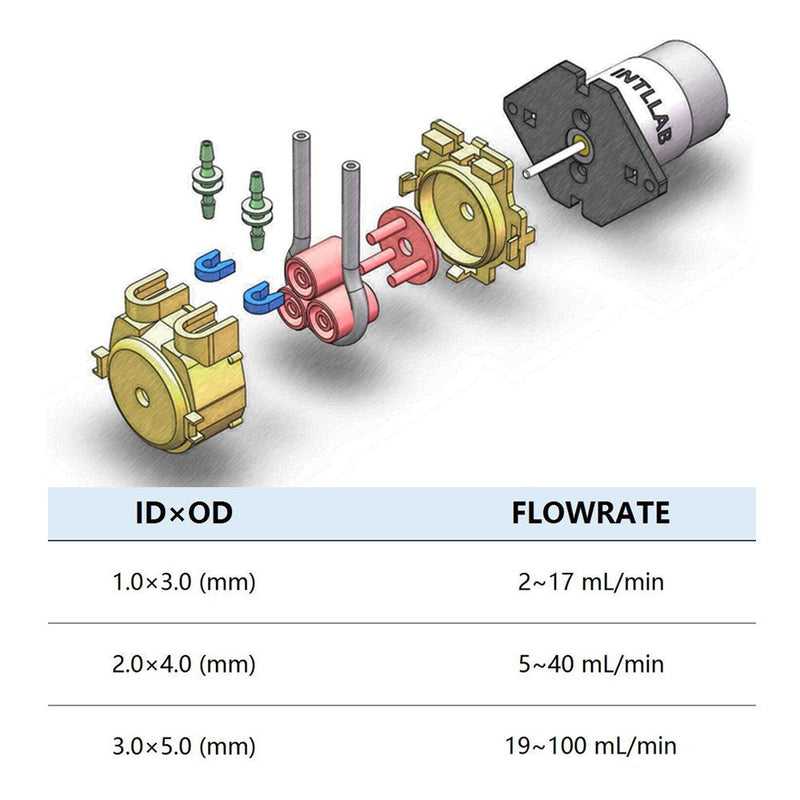  [AUSTRALIA] - INTLLAB 12V DC DIY Peristaltic Liquid Pump Dosing Pump for Aquarium Lab Analytical 3mm ID x 5mm OD 19~100 mL/min (3mm ID x 5mm OD)