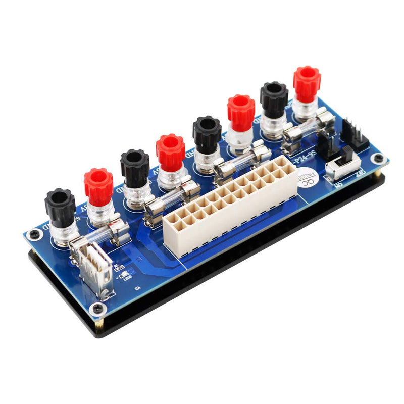  [AUSTRALIA] - Upgrade Version 24 Pins Power Supply Breakout Adapter with USB 5V Port and Insulation Plastic Base (Blue)