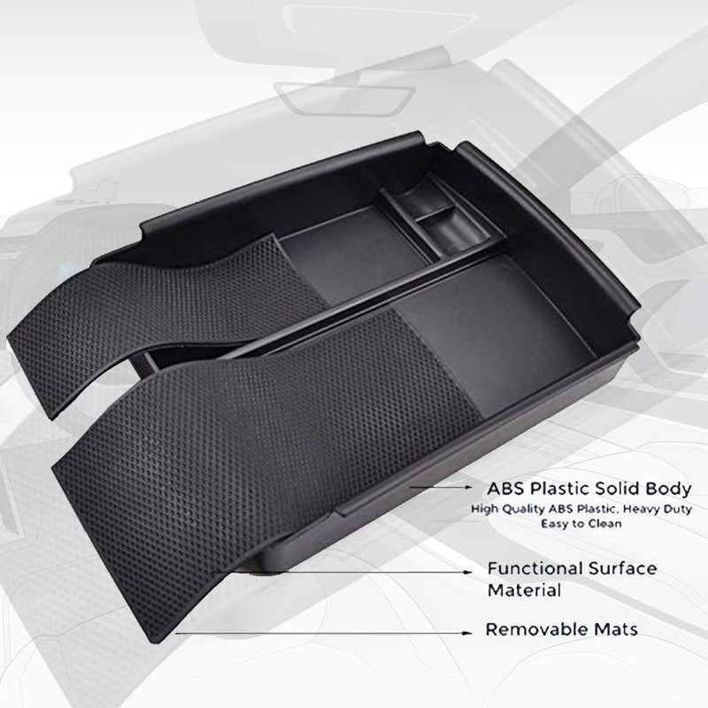  [AUSTRALIA] - CoolKo Center Console Armrest Storage Box Holder Container Glove Pallet Compatible with Model X + 1 Metal Key Fob Cover - Black
