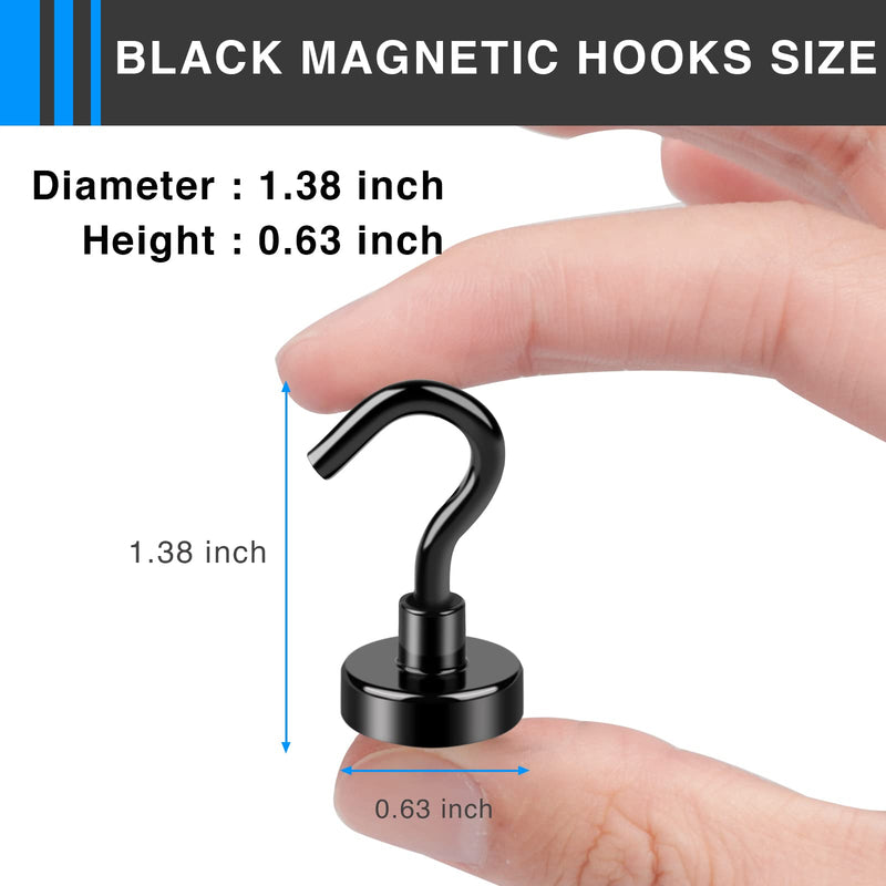  [AUSTRALIA] - LOVIMAG Black Magnetic Hooks, 22Lbs Strong Magnetic Hooks Heavy Duty with Epoxy Coating for Hanging, Kitchen, Office, Home and Garage etc- Pack of 6 06p-Black