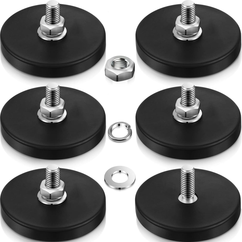  [AUSTRALIA] - Rubber Coated Magnet Neodymium Magnet Base with Rubber Coating Anti Scratch Magnet with Rubber Coated and M6 Male Thread Rubber Coated Magnets with Bolts and Nuts Lighting Camera Tools (6 Packs) 6