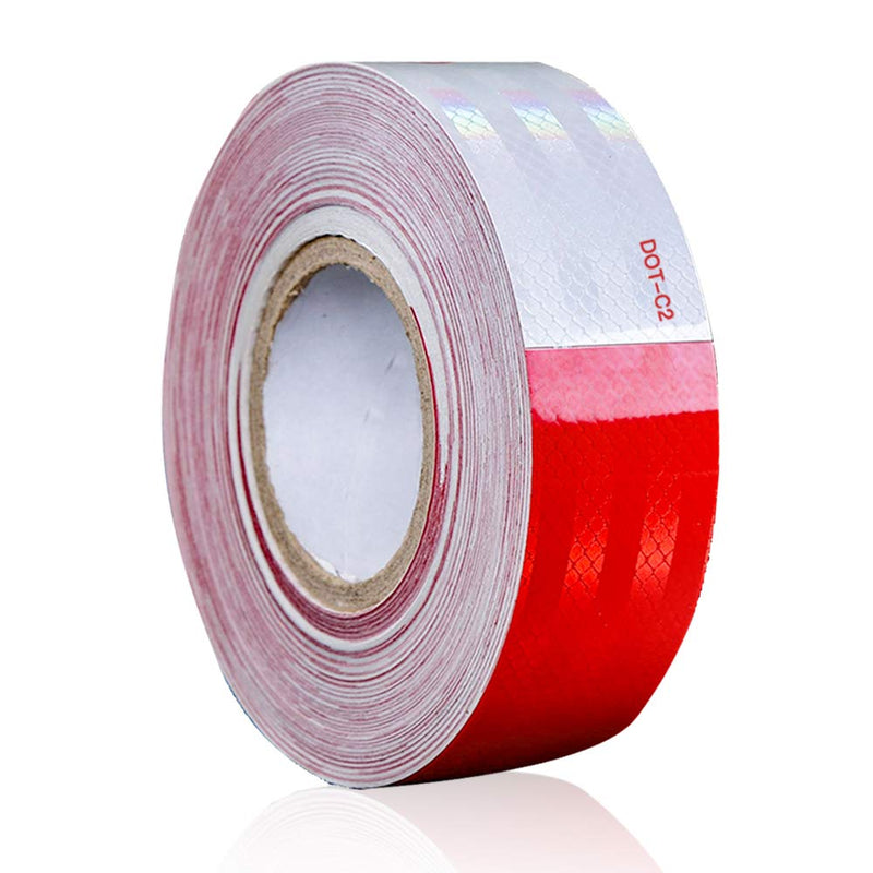  [AUSTRALIA] - 2inx100Ft Dot-C2 Red/White Reflective Safety Conspicuity Tape Waterproof High Intensity Reflective,Caution Sign,Driveway reflectors Tape for Vehicles,Trailers,Boats,Signs,Outdoor, Cars, Trucks 2 in x 100 Ft