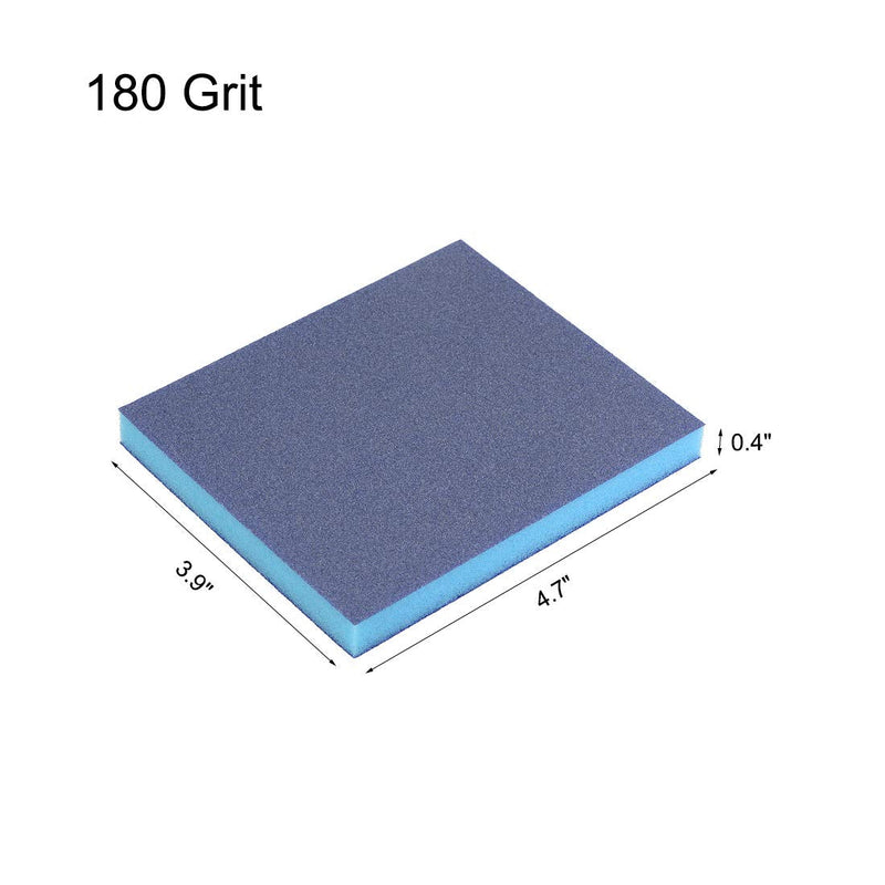  [AUSTRALIA] - uxcell Sanding Sponge 180 Grit Sanding Block Pad 4.7inch X 3.9inch X 0.4inch Blue 6pcs