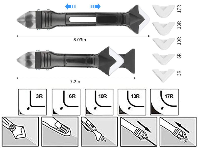  [AUSTRALIA] - 3 in 1 Silicone Caulking Tools, Glass Glue Angle Scraper, stainless steelhead Caulk Remover and Sealant Scraper, For Kitchen Bathroom Window And Frames Sealant Seals (1 Pack)