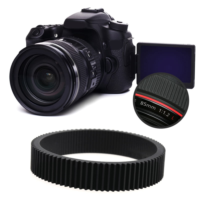  [AUSTRALIA] - Seamless Focus Gear Ring for 67-74mm Diameter Lens Follow Focus Ring Standard 0.8 Mod 360° Rotation Focus Gear Video Camera Lens Accessories Black
