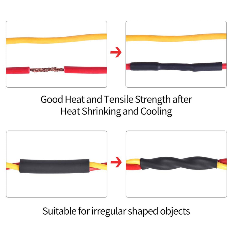 Purple-fox 3:1 Heat Shrink Tubing Adhesive-Lined Heat Shrinkable Tube Waterproof Insulation Sealing DIY Black (Dia 3/16(4.8mm)) Dia 3/16(4.8mm) - LeoForward Australia