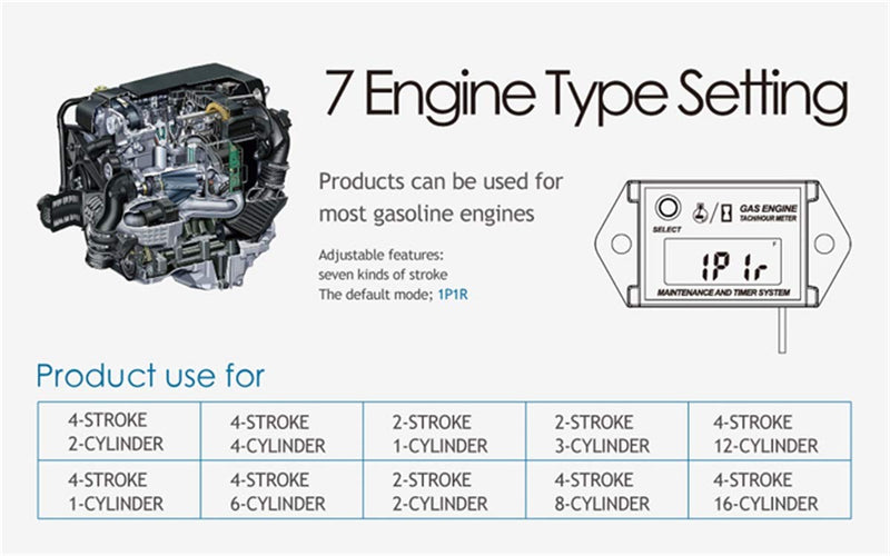  [AUSTRALIA] - Runleader HM026A Self Powered Engine Digital Maintenance Tachometer Hour Meter for Lawn Mower Generator Dirtbike Motorcycle Outboard Marine Paramotors Snowmobile and Chainsaws