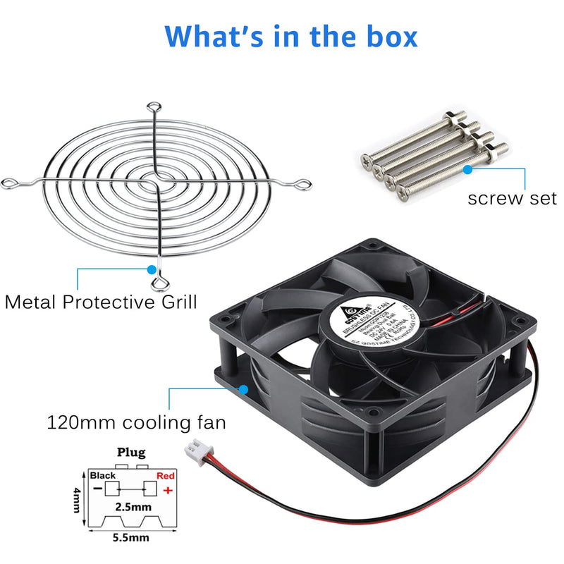  [AUSTRALIA] - GDSTIME High Airflow 24V 120mm x 120mm x 38mm Dual Ball Bearing 5 Inch Brushless Cooling Fan