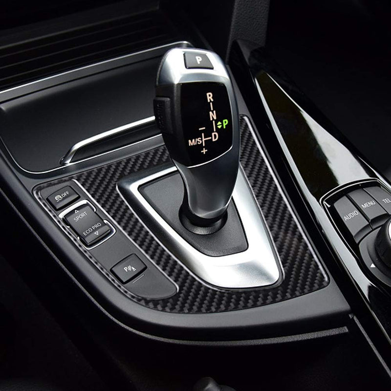 BLAKAYA Compatible with Carbon Fiber Center Control Gear Shift Panel Cover Trim for BMW 3 4 Series GT F30 F32 F34 F36 2013 2014 2015 2016 2017 2018 2019(Black - LeoForward Australia