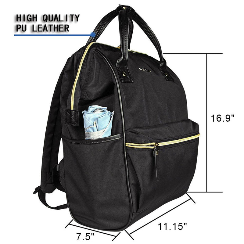  [AUSTRALIA] - KROSER Laptop Backpack 15.6 Inch Stylish School Computer Backpack Doctor Bag Water Repellent College Casual Daypack with USB Port Travel Business Work Bag for Men/Women-Black Black-15.6"