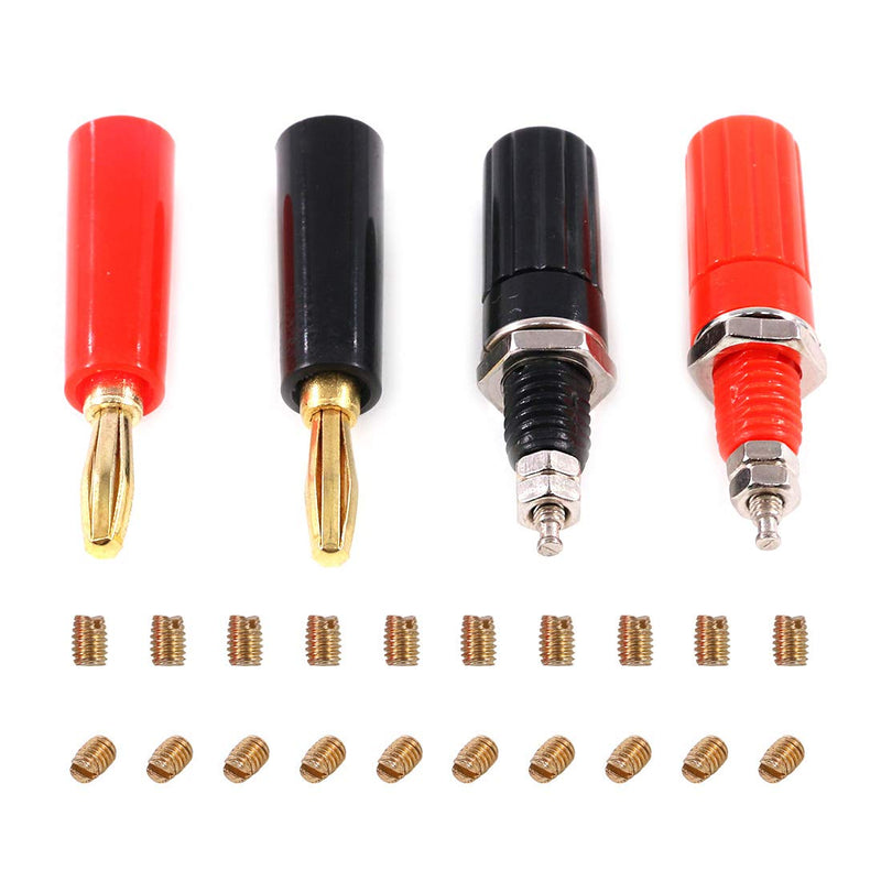 [AUSTRALIA] - Swpeet 40Pcs Black and Red 4mm Banana Speaker Wire Cable Screw Plugs Connectors with Amplifier Terminal Connector Binding Post Banana Plug Jack Socket Panel/Chassis Mount Connectors for Audio Cables