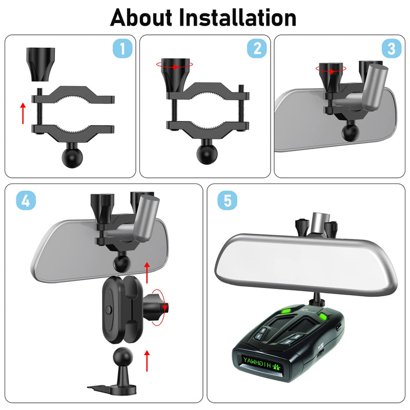  [AUSTRALIA] - SDSACZMU Radar Detector Mount,Car Rearview Mirror Stem Radar Detector Mount, for Whistler Radar Models,Easy to Install (at Least 1 inch of Clear Rod Space is Required for Installation)