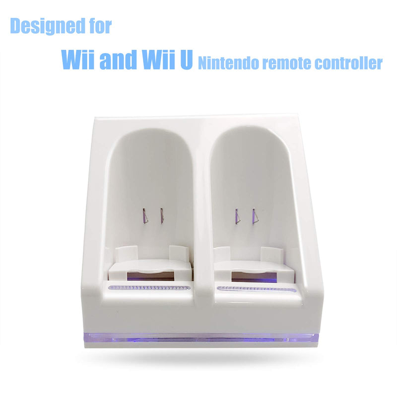  [AUSTRALIA] - Rechargeable Battery Packs with Charger for Wii & Wii U Remote Controller,Montion Plus Controller(Dual Remote Charging Station Dock + 2 Pack 2800mAh Wii Replacement Batteries + USB Cable)