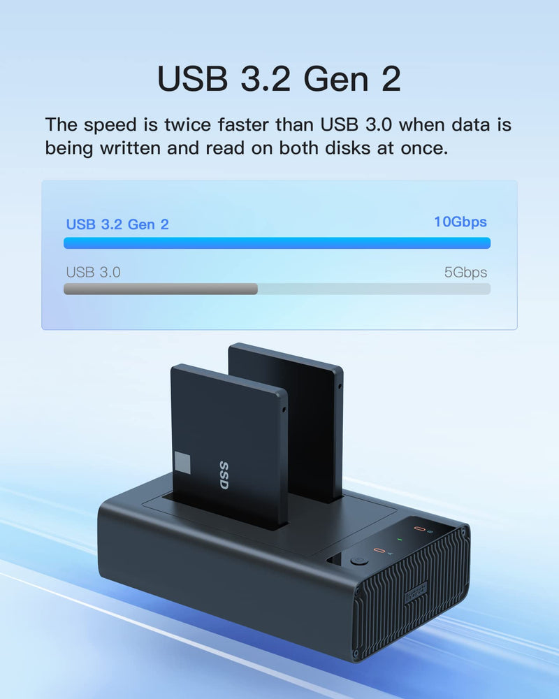  [AUSTRALIA] - Inateck USB 3.2 Gen 2 Hard Drive Docking Station, ONLY for 2.5" SATA SSD/HDD, with Software Clone Function