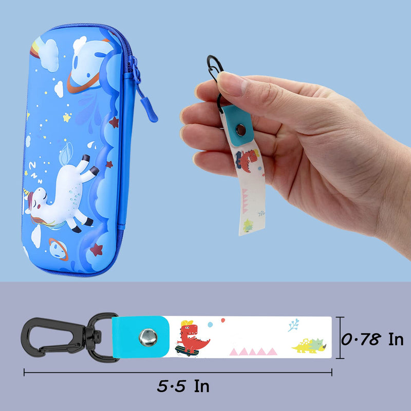  [AUSTRALIA] - 6 Pcs Backpack Name Keychain Kids Name Labels with Pen Cute Name Tag Clips Child Id Bag Tags Dinosaur Name Clips for Kids Name Keychain for Backpacks Boys Girls Water Bottle Lunchbox Pencil Case