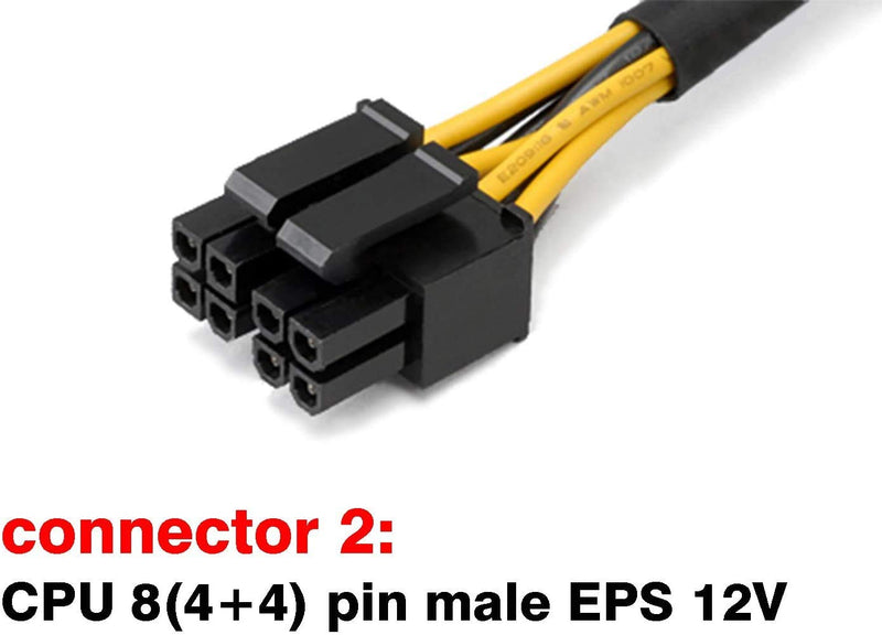  [AUSTRALIA] - TeamProfitcom ATX 4 Pin Female to Motherboard CPU 8(4+4) Pin Male EPS 12V Converter Adapter Extension Cable Braided Sleeved for Power Supply 9 inches (2 Pack)