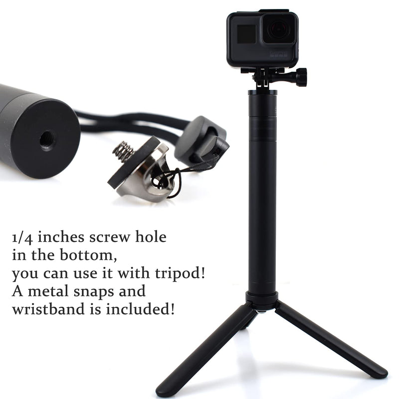  [AUSTRALIA] - Extendable Aluminum Selfie Stick Monopod for Action Camera, EaxanPic Handheld Telescoping Monopod Hand Grip for GoPro Max/9/8/7/6/5/4/3+,DJI OSMO,Insta 360 One R(Hand Grip with Tripod - Suit) Hand Grip with Tripod - Suit
