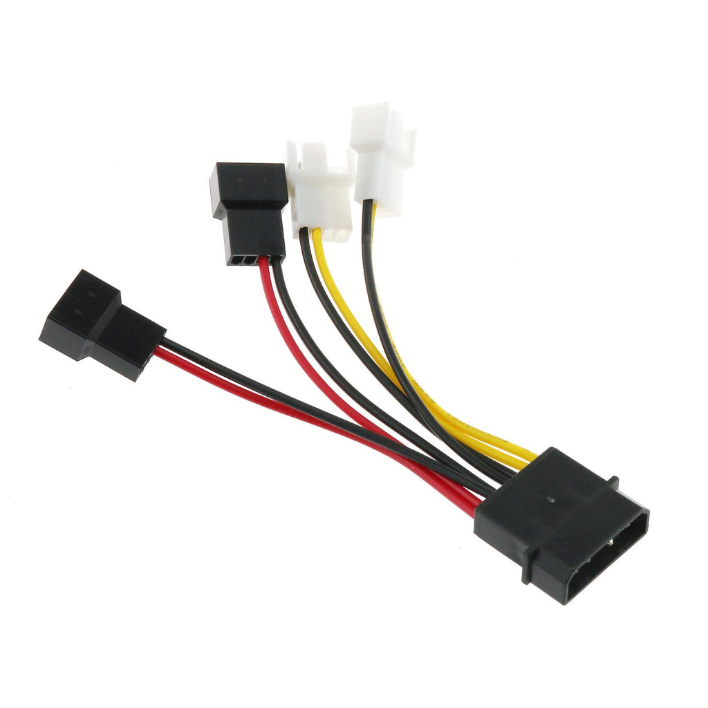  [AUSTRALIA] - ITROLLE 4-Pin Molex to 3-Pin / 4 Pin Fan Power Cable Adapter Connector 2x12V / 2x5V Computer Cooling Fan Splitter Y Power Cables for CPU PC Case Fan