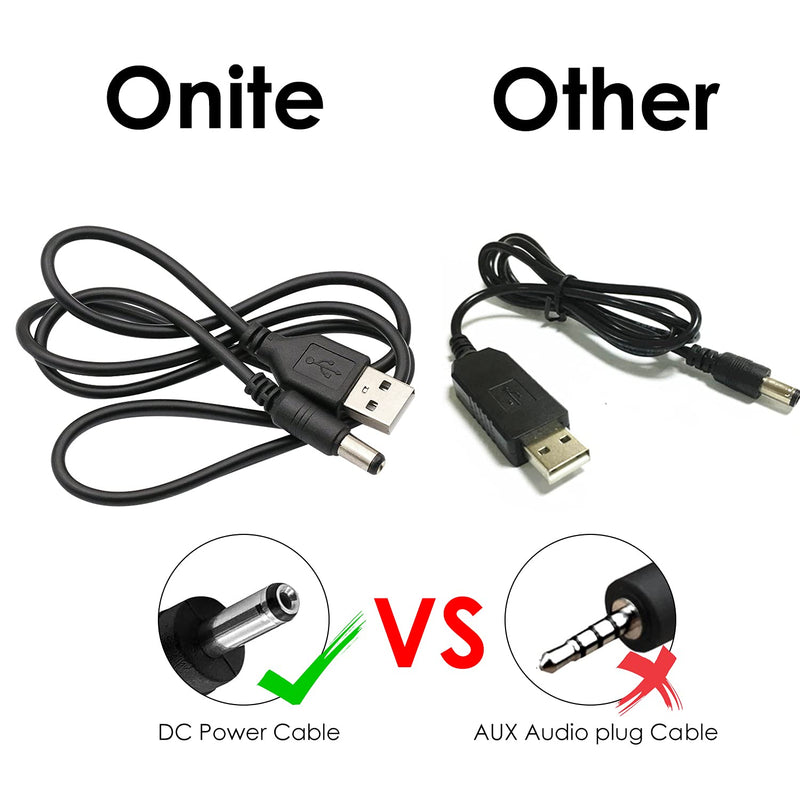  [AUSTRALIA] - Onite 2pcs USB to DC 5.5x2.1mm Power Cable, 20AWG 3.3ft Barrel Jack Center Pin Positive Charger Cord for Led and Peripheral Products, Toys, Small Household Appliances (Data Transfer is Not Supported)