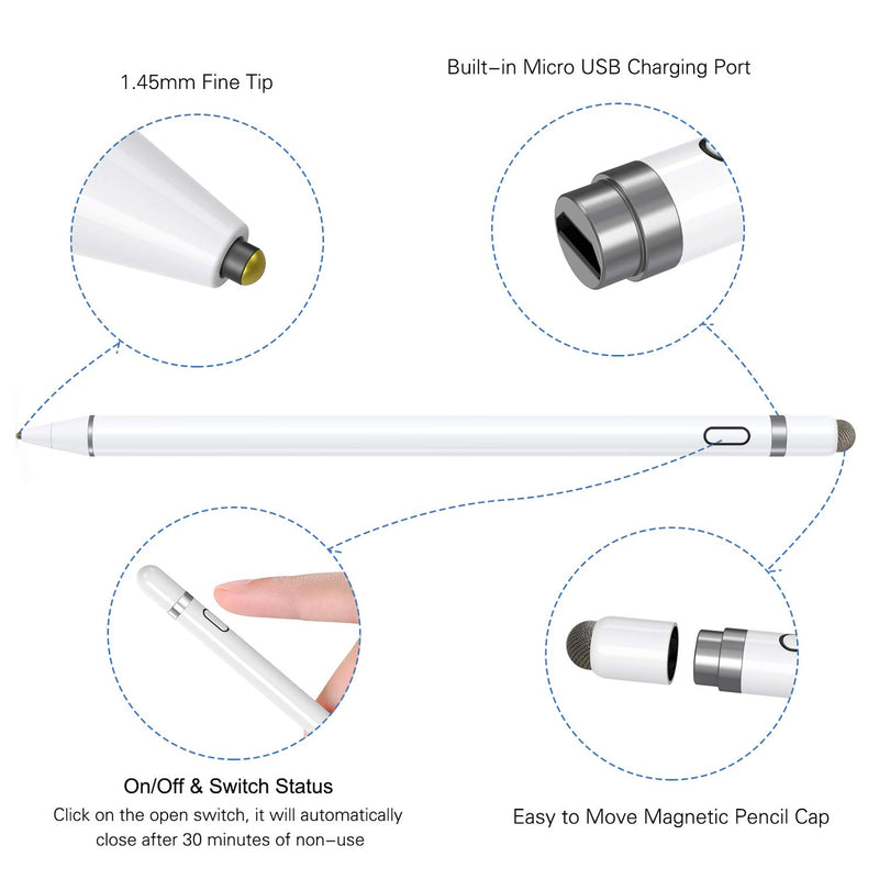 Active Stylus Pen Compatible for iOS&Android Touch Screens, Pencil for iPad with Dual Touch Function,Rechargeable Stylus for iPad/iPad Pro/Air/Mini/iPhone/Cellphone/Samsung/Tablet Drawing&Writing - LeoForward Australia