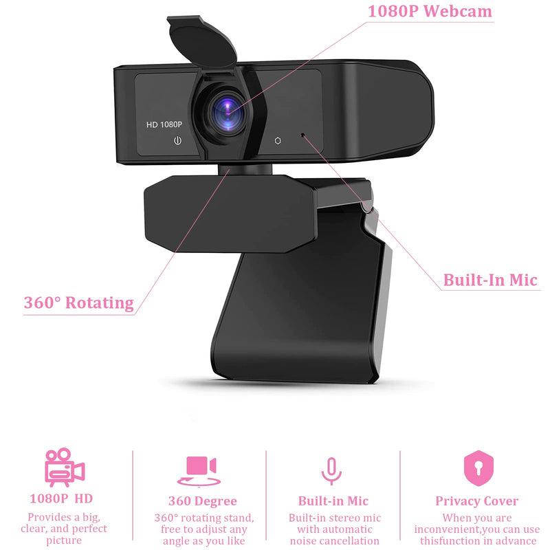  [AUSTRALIA] - 1080P Webcam, Live Streaming Web Camera with Stereo Microphone, Desktop or Laptop USB Webcam with 120 Degree View Angle, HD Webcam for Video Calling, Recording, Conferencing, Streaming, Gaming 1080P-Z09