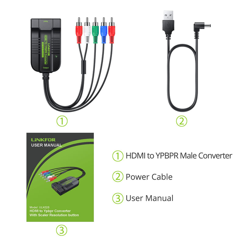  [AUSTRALIA] - LiNKFOR 1080P HDMI to Component Converter Scaler, HDMI Input to YPbPr Convert HDMI to Component, Only HDMI to Component Converter for HDTV Box PC PS3 Roku Blu-Ray DVD (NOT Component to HDMI)